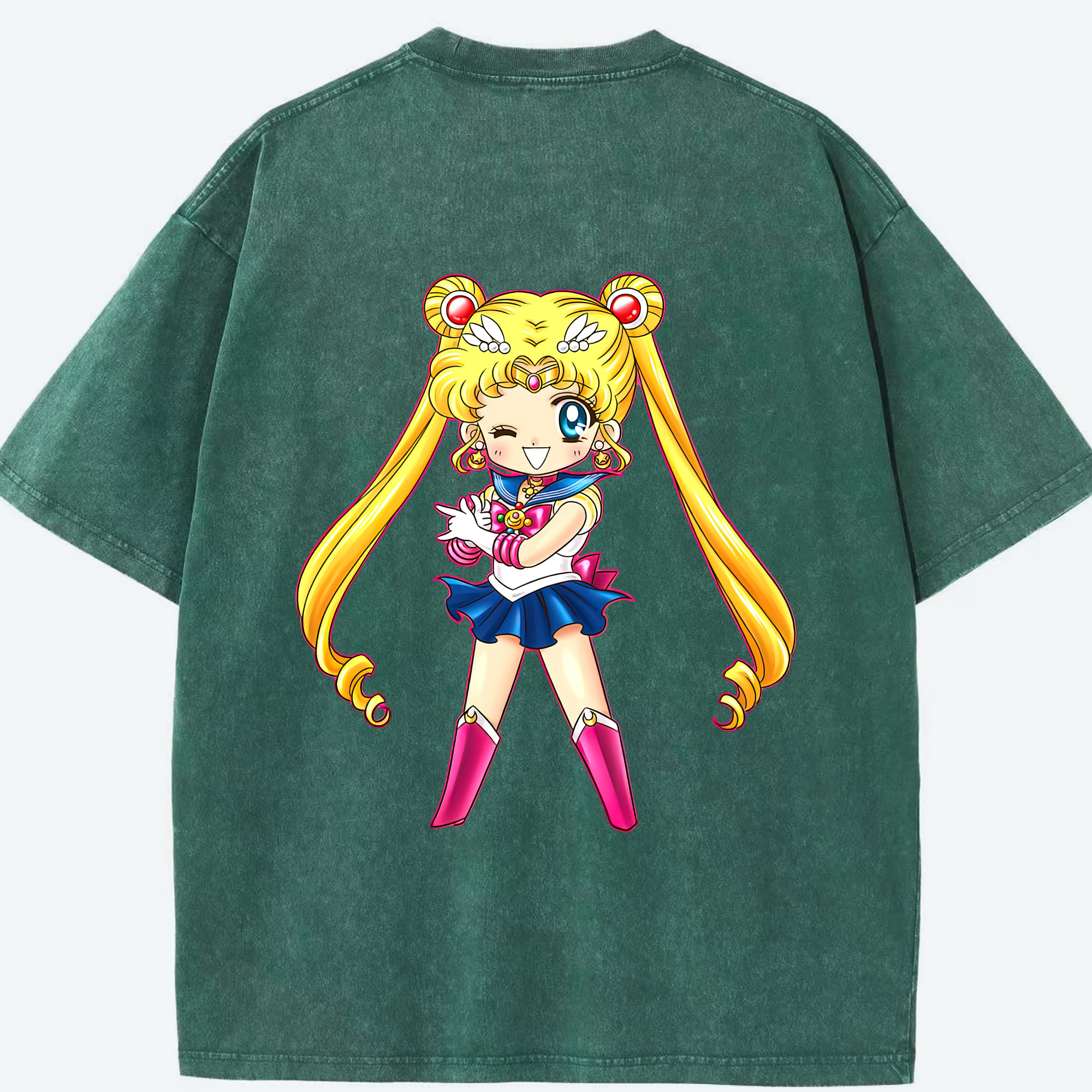 （画像用） 美少女戦士セーラームーン 月野 うさぎ つきの うさぎ Sailor Moon Tsukino Usagi 綿100% ヴィンテージ風 半袖Tシャツ（背面プリント）